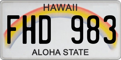HI license plate FHD983