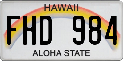 HI license plate FHD984
