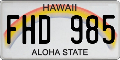 HI license plate FHD985