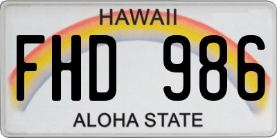 HI license plate FHD986