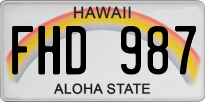 HI license plate FHD987