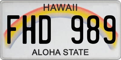 HI license plate FHD989