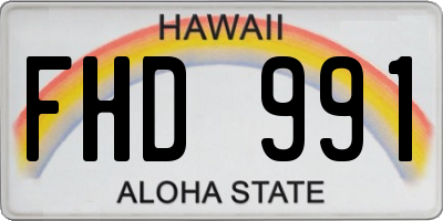HI license plate FHD991
