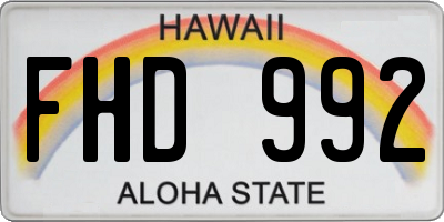 HI license plate FHD992