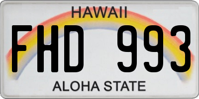 HI license plate FHD993