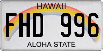 HI license plate FHD996