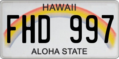 HI license plate FHD997