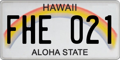 HI license plate FHE021