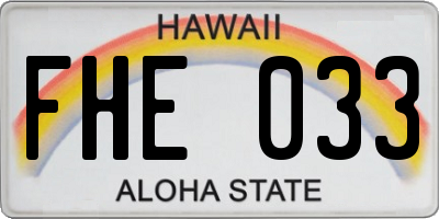 HI license plate FHE033