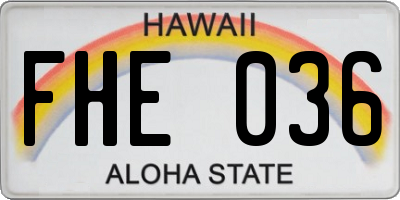 HI license plate FHE036