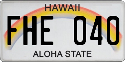 HI license plate FHE040