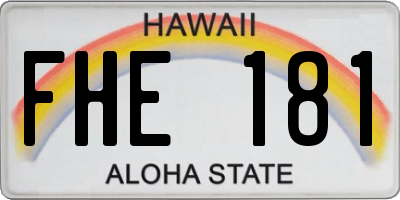 HI license plate FHE181