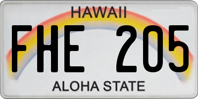 HI license plate FHE205