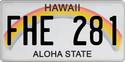 HI license plate FHE281
