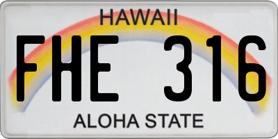 HI license plate FHE316