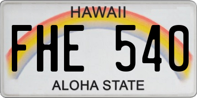 HI license plate FHE540