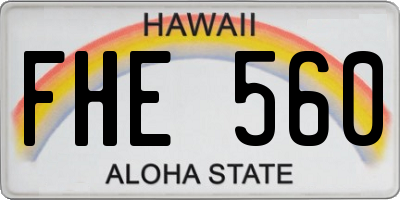 HI license plate FHE560