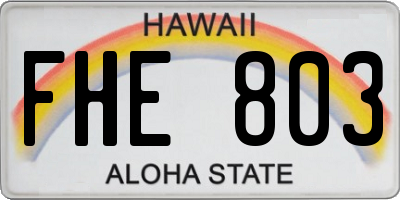 HI license plate FHE803