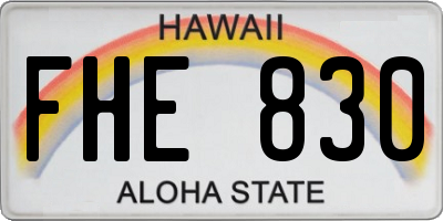 HI license plate FHE830