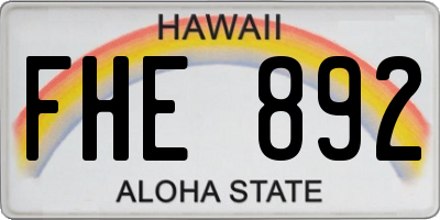 HI license plate FHE892