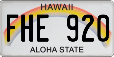 HI license plate FHE920