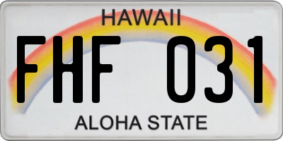 HI license plate FHF031