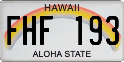 HI license plate FHF193