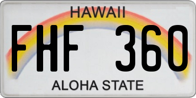 HI license plate FHF360