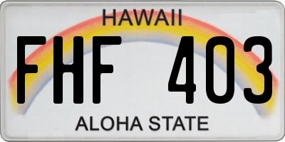 HI license plate FHF403