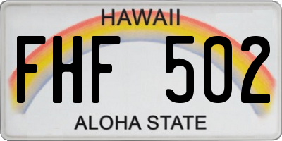 HI license plate FHF502