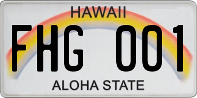 HI license plate FHG001
