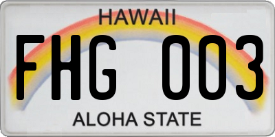 HI license plate FHG003