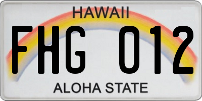HI license plate FHG012
