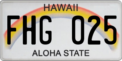 HI license plate FHG025