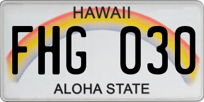 HI license plate FHG030