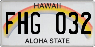 HI license plate FHG032