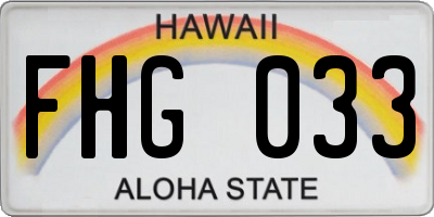 HI license plate FHG033