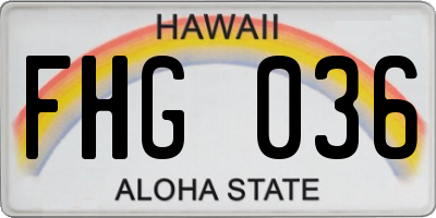 HI license plate FHG036