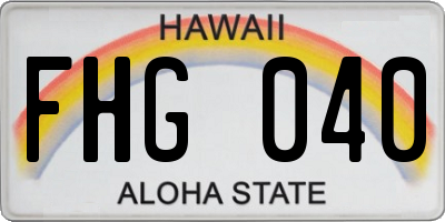 HI license plate FHG040