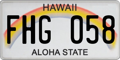 HI license plate FHG058
