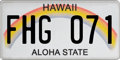 HI license plate FHG071
