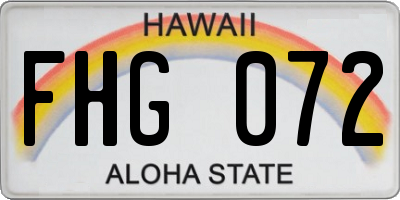 HI license plate FHG072