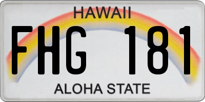 HI license plate FHG181