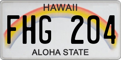 HI license plate FHG204