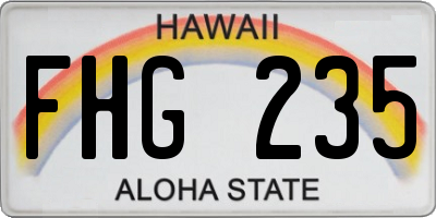 HI license plate FHG235