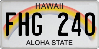 HI license plate FHG240