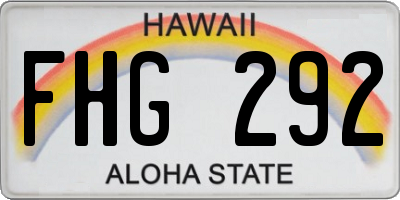 HI license plate FHG292