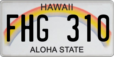 HI license plate FHG310