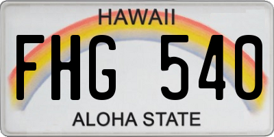 HI license plate FHG540