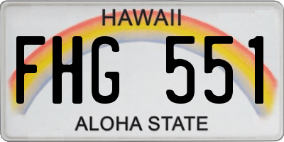 HI license plate FHG551